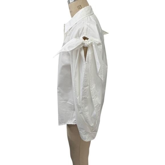 NEW Tanya Taylor White Button Up Shirt Shoulder Tie Detail Sleeves Size Medium - Picture 4 of 10